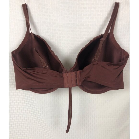QT Bra Women Size 42D Brown Lined Underwire Back Close Lace Adjustable Straps - Picture 5 of 12